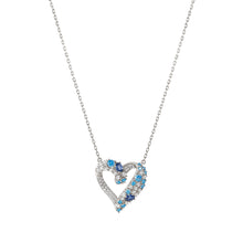 Load image into Gallery viewer, MOSAICA NECKLACE 241604/010 SILVER, WHITE &amp; BLUE CZ HEART
