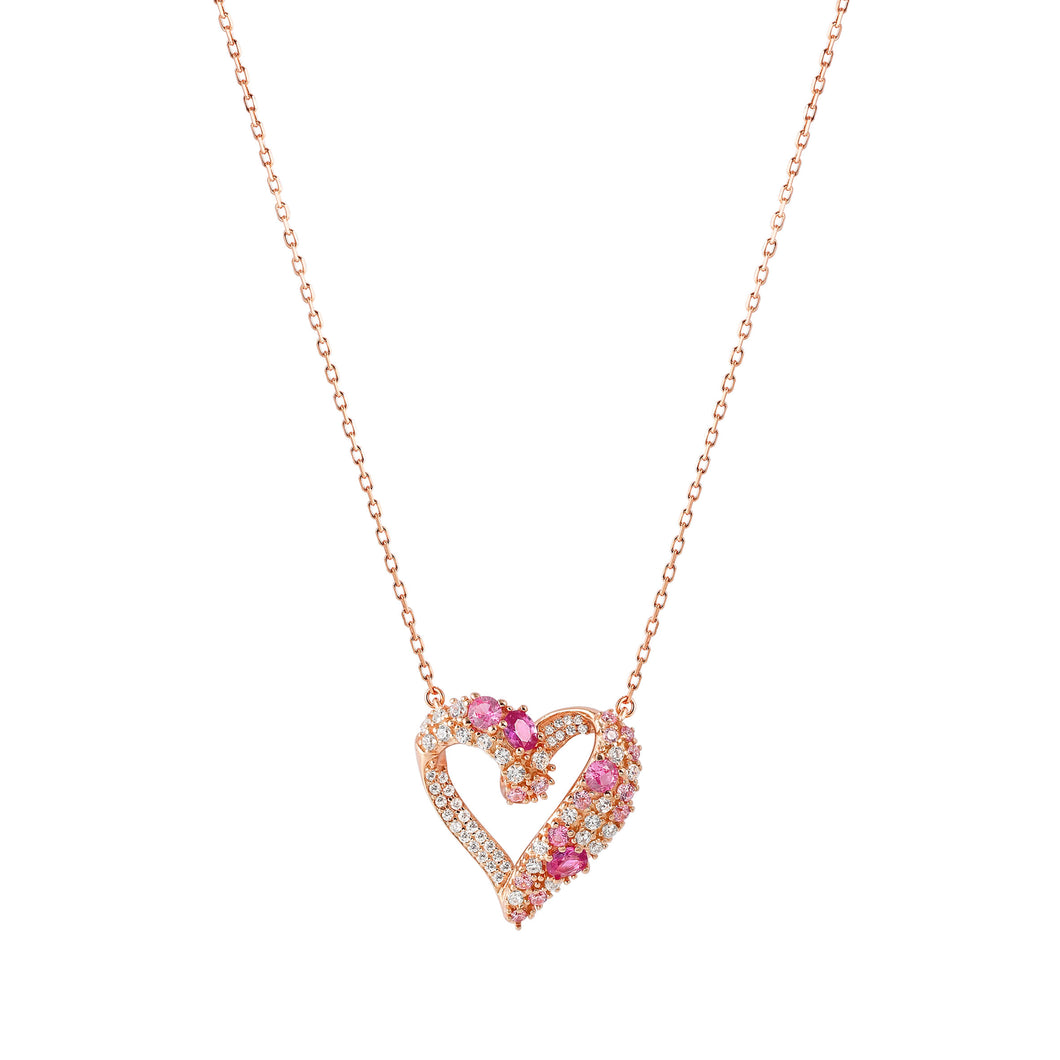 MOSAICA NECKLACE 241604/011 ROSE GOLD & PINK CZ HEART