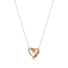 Load image into Gallery viewer, MOSAICA NECKLACE 241604/012 GOLD, PINK &amp; GREEN CZ HEART
