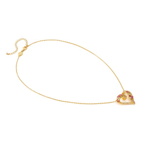 MOSAICA NECKLACE 241604/012 GOLD, PINK & GREEN CZ HEART