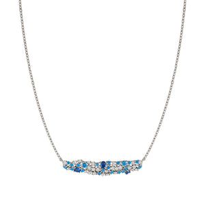 MOSAICA NECKLACE 241605/010 SILVER, WHITE & BLUE CZ CLUSTER