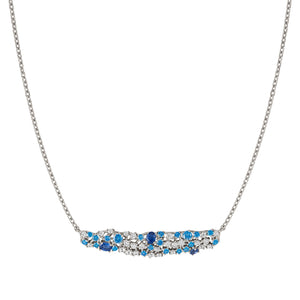 MOSAICA NECKLACE 241605/010 SILVER, WHITE & BLUE CZ CLUSTER