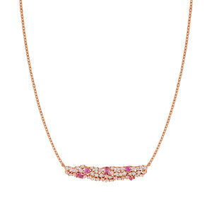 MOSAICA NECKLACE 241605/011 ROSE GOLD & PINK CZ CLUSTER