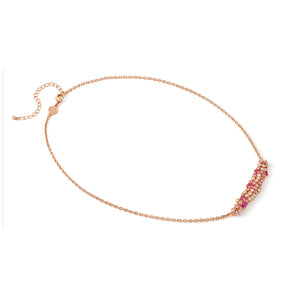 MOSAICA NECKLACE 241605/011 ROSE GOLD & PINK CZ CLUSTER