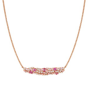 MOSAICA NECKLACE 241605/011 ROSE GOLD & PINK CZ CLUSTER