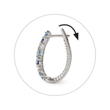 Load image into Gallery viewer, MOSAICA EARRINGS 241607/010 SILVER &amp; BLUE CZ OVAL HOOP
