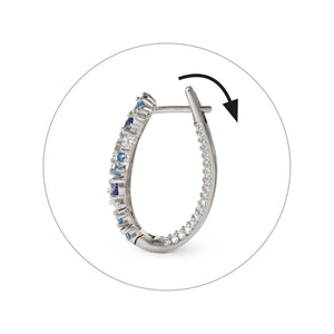 MOSAICA EARRINGS 241607/010 SILVER & BLUE CZ OVAL HOOP