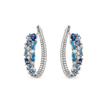 Load image into Gallery viewer, MOSAICA EARRINGS 241607/010 SILVER &amp; BLUE CZ OVAL HOOP
