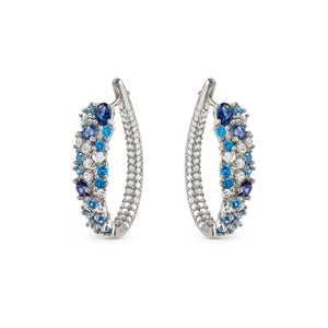 MOSAICA EARRINGS 241607/010 SILVER & BLUE CZ OVAL HOOP