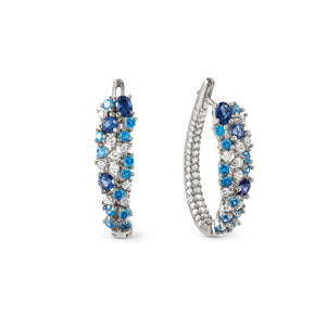 MOSAICA EARRINGS 241607/010 SILVER & BLUE CZ OVAL HOOP