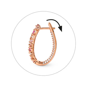 MOSAICA EARRINGS 241607/011  ROSE GOLD & PINK CZ OVAL HOOP