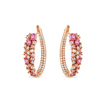 Load image into Gallery viewer, MOSAICA EARRINGS 241607/011  ROSE GOLD &amp; PINK CZ OVAL HOOP
