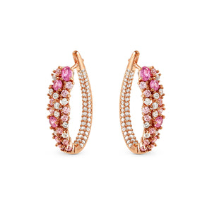 MOSAICA EARRINGS 241607/011  ROSE GOLD & PINK CZ OVAL HOOP