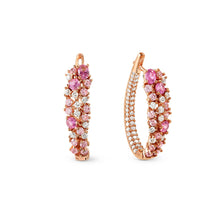 Load image into Gallery viewer, MOSAICA EARRINGS 241607/011  ROSE GOLD &amp; PINK CZ OVAL HOOP
