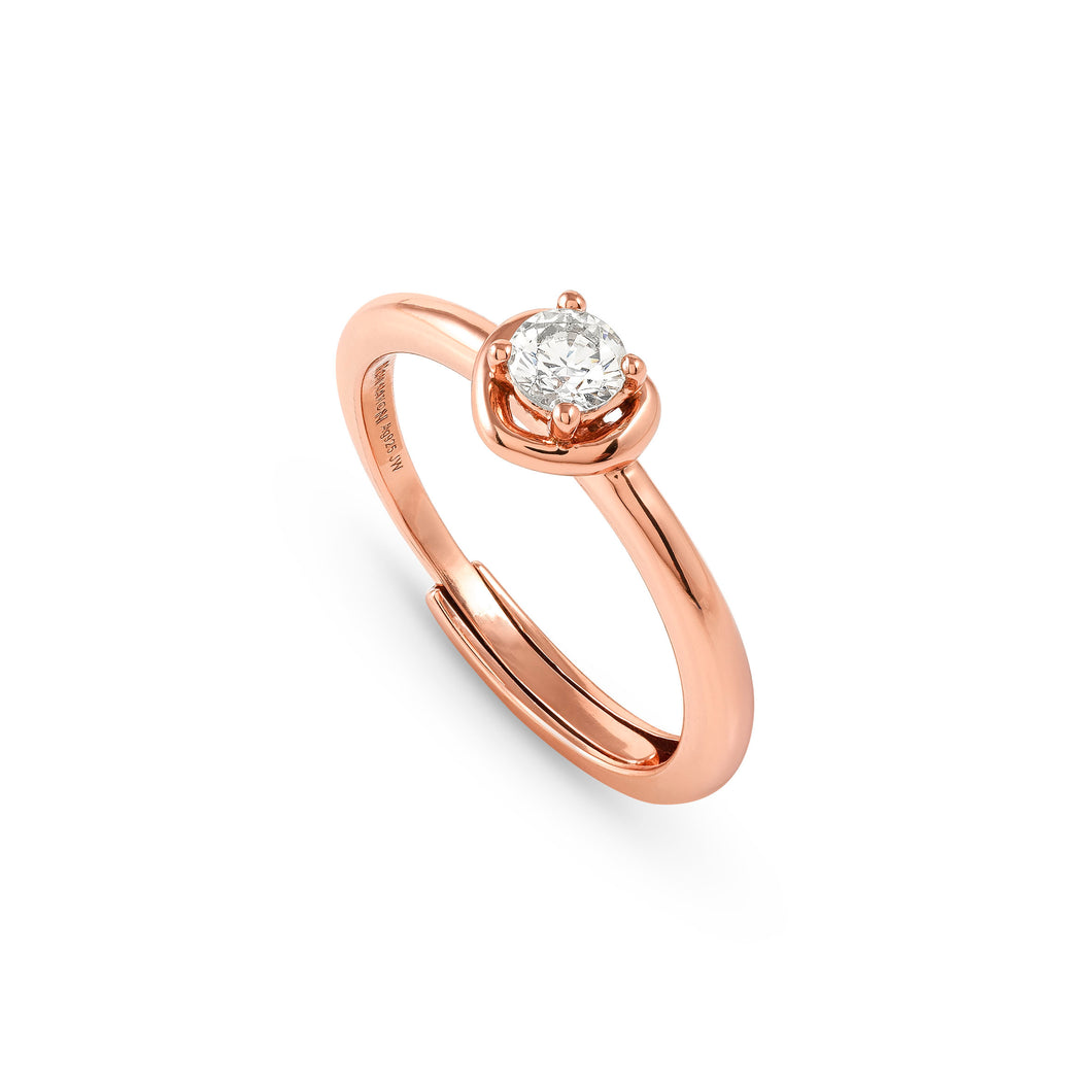 COSMIC LOVE RING 241700/005 ROSE GOLD HEART WITH WHITE CZ