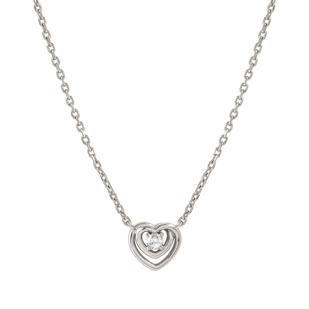 COSMIC LOVE NECKLACE 241706/004 SILVER SMALL HEART WITH WHITE CZ