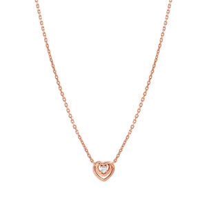 COSMIC LOVE NECKLACE 241706/005 ROSE GOLD SMALL HEART WITH WHITE CZ