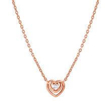 Load image into Gallery viewer, COSMIC LOVE NECKLACE 241706/005 ROSE GOLD SMALL HEART WITH WHITE CZ
