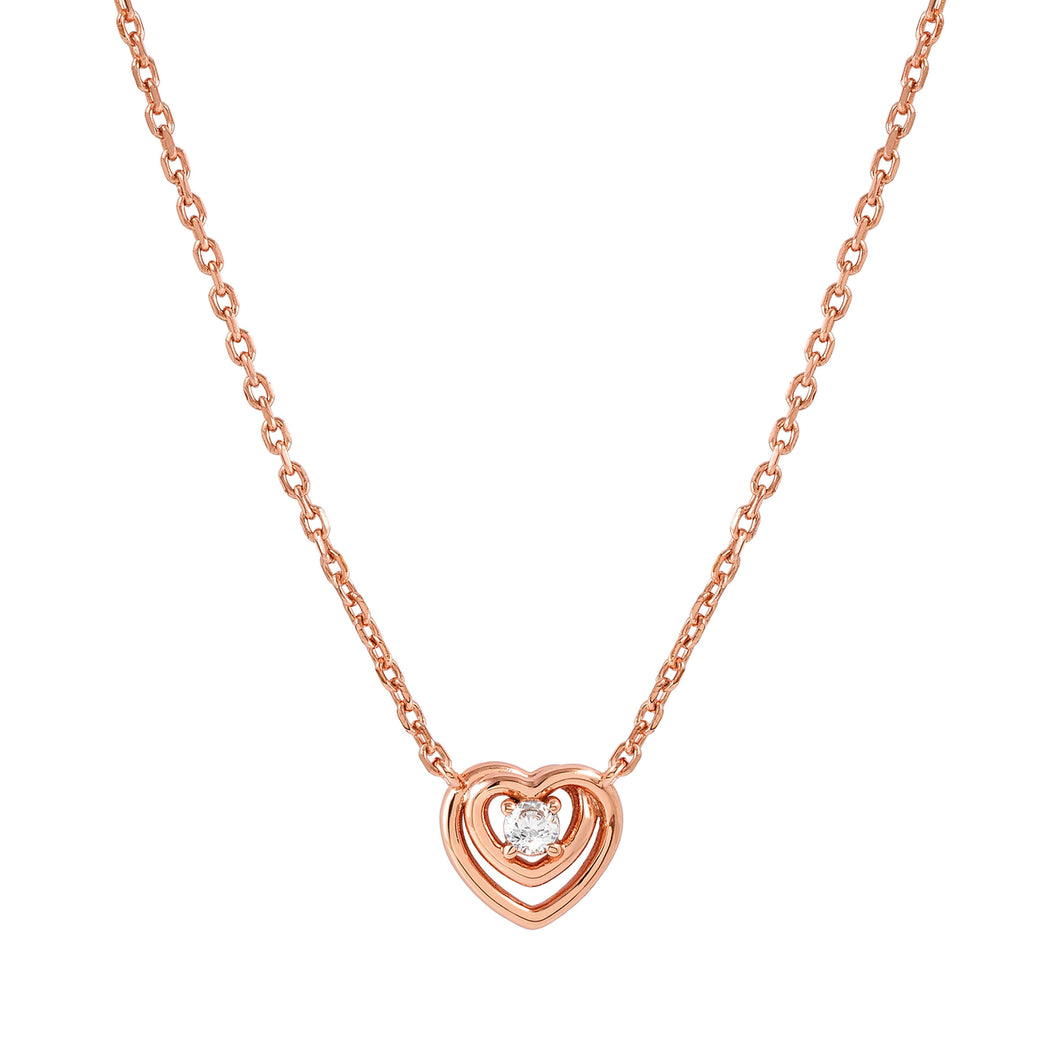 COSMIC LOVE NECKLACE 241706/005 ROSE GOLD SMALL HEART WITH WHITE CZ