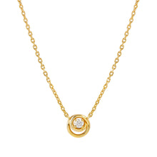 Load image into Gallery viewer, COSMIC LOVE NECKLACE 241706/054 GOLD SMALL CIRCLE WITH WHITE CZ
