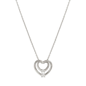 COSMIC LOVE NECKLACE 241708/004 SILVER LAYERED HEART WITH WHITE CZ