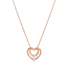 Load image into Gallery viewer, COSMIC LOVE NECKLACE 241708/005 ROSE GOLD LAYERED HEART WITH WHITE CZ
