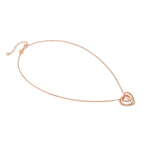 COSMIC LOVE NECKLACE 241708/005 ROSE GOLD LAYERED HEART WITH WHITE CZ