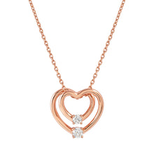 Load image into Gallery viewer, COSMIC LOVE NECKLACE 241708/005 ROSE GOLD LAYERED HEART WITH WHITE CZ
