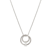 Load image into Gallery viewer, COSMIC LOVE NECKLACE 241708/053 SILVER LAYERED CIRCLE WITH WHITE CZ
