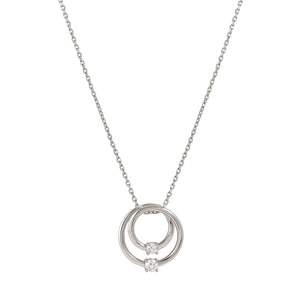 COSMIC LOVE NECKLACE 241708/053 SILVER LAYERED CIRCLE WITH WHITE CZ