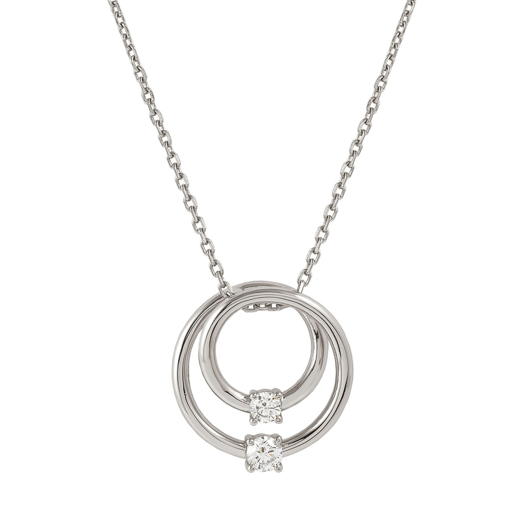 COSMIC LOVE NECKLACE 241708/053 SILVER LAYERED CIRCLE WITH WHITE CZ