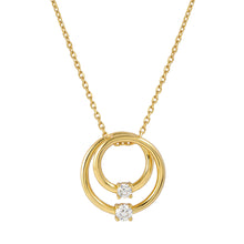 Load image into Gallery viewer, COSMIC LOVE NECKLACE 241708/054 GOLD LAYERED CIRCLE WITH WHITE CZ
