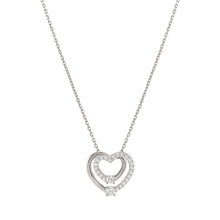 Load image into Gallery viewer, COSMIC LOVE NECKLACE 241709/004 SILVER LAYERED HEART PENDANT WITH WHITE CZ
