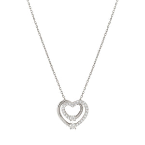 COSMIC LOVE NECKLACE 241709/004 SILVER LAYERED HEART PENDANT WITH WHITE CZ