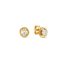 Load image into Gallery viewer, COSMIC LOVE EARRINGS 241710/054 GOLD CIRCLE STUD WITH CZ
