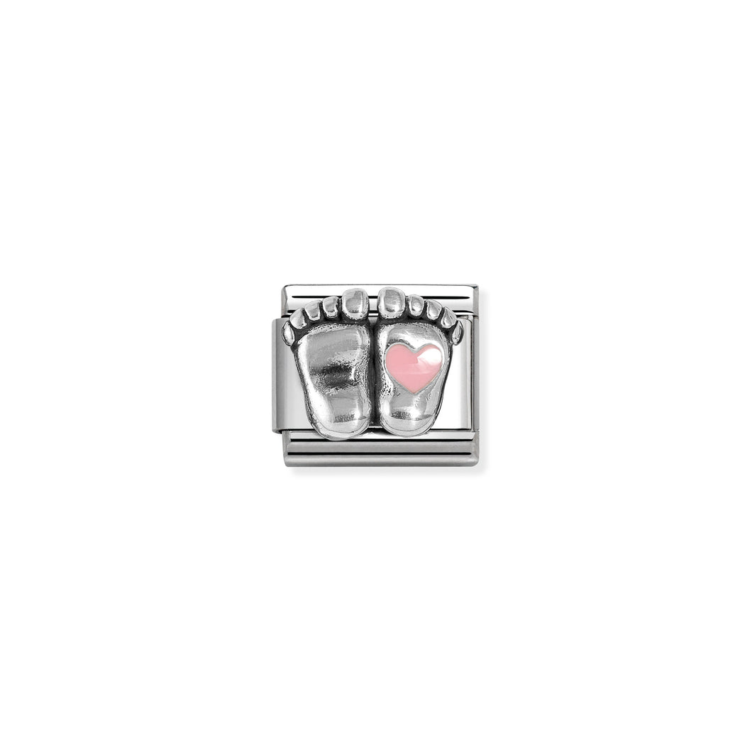 COMPOSABLE CLASSIC LINK 330204/31 BABY FEET PINK ENAMEL IN 925 SILVER