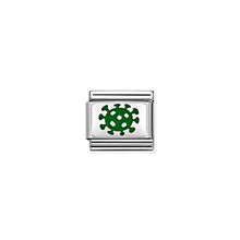Load image into Gallery viewer, COMPOSABLE CLASSIC LINK 330206/30 CORONA VIRUS IN 925 SILVER &amp; GREEN ENAMEL
