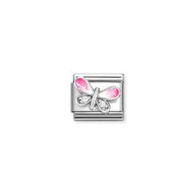 Load image into Gallery viewer, COMPOSABLE CLASSIC LINK 330321/09 BUTTERFLY WITH PINK ENAMEL IN 925 SILVER &amp; CZ
