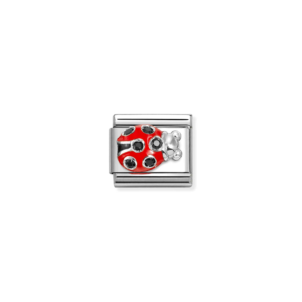 COMPOSABLE CLASSIC LINK 330321/11 LADYBUG WITH RED ENAMEL IN 925 SILVER & CZ