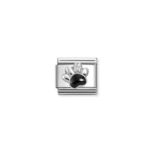 Load image into Gallery viewer, COMPOSABLE CLASSIC LINK 330321/12 BLACK PAW PRINT ENAMEL IN 925 SILVER &amp; CZ
