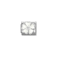 Load image into Gallery viewer, COMPOSABLE CLASSIC LINK 330321/15 WHITE FLOWER ENAMEL IN 925 SILVER &amp; CZ
