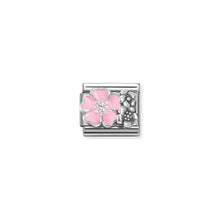 Load image into Gallery viewer, COMPOSABLE CLASSIC LINK 330325/02 FLOWERS WITH PINK ENAMEL IN 925 SILVER &amp; CZ

