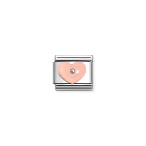 COMPOSABLE CLASSIC LINK 330509/18 HEART WITH PINK STONE IN 925 SILVER