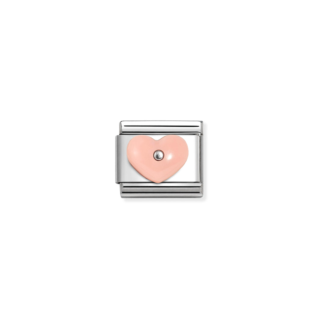 COMPOSABLE CLASSIC LINK 330509/18 HEART WITH PINK STONE IN 925 SILVER