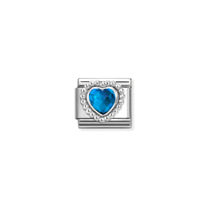 COMPOSABLE CLASSIC LINK 330605/007 FACETED BLUE CZ HEART IN 925 SILVER