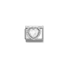 Load image into Gallery viewer, COMPOSABLE CLASSIC LINK 330605/016 FACETED WHITE OPALESCENT CZ HEART IN 925 SILVER
