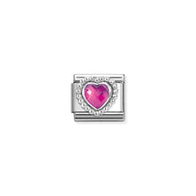 Load image into Gallery viewer, COMPOSABLE CLASSIC LINK 330605/030 FACETED FUCHSIA CZ HEART IN 925 SILVER

