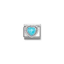 Load image into Gallery viewer, COMPOSABLE CLASSIC LINK 330605/039 FACETED TURQUOISE CZ HEART IN 925 SILVER
