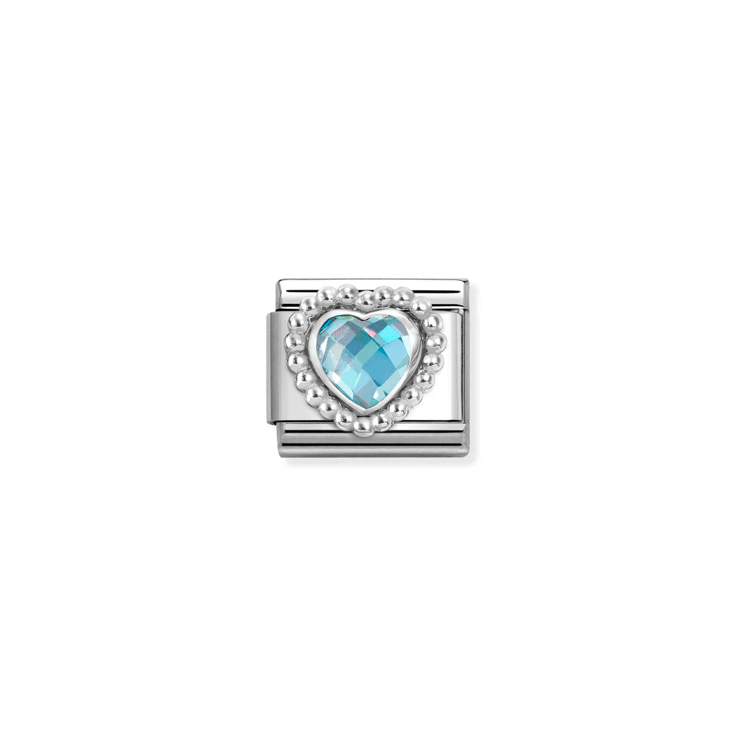 COMPOSABLE CLASSIC LINK 330606/006 LIGHT BLUE CZ HEART IN 925 SILVER