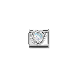 COMPOSABLE CLASSIC LINK 330606/010 WHITE CZ HEART IN 925 SILVER